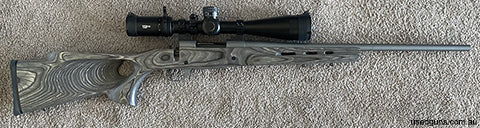 Has Hogue wooden stock fitted, have original kuiu patterned synthetic available if preferred.