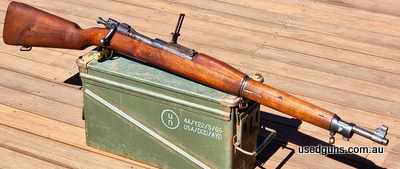 Remington-manufactured M1903 from April 1942. Scant-style stock is in very good condition with FJA stamp and only minor handling marks. Metalwork has cosmetical