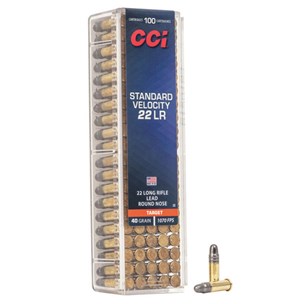 CCI
C32
STANDARD VELOCITY SOLID
22LR, 40GR
1070 FPS

$22.90 /PER 100
$102.90 /PER 500