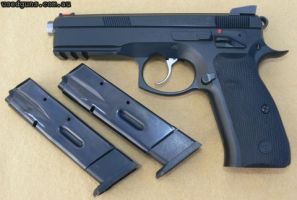 CZ 75 SP01 Shadow 9mm semi auto pistol in very good condition and hardly used. Comes with original plastic case, manual, 2 x magazines and spare recoil spring. 