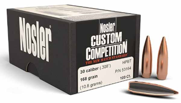 NOSLER 30 168GR HPBT CUSTOM COMP 100PK