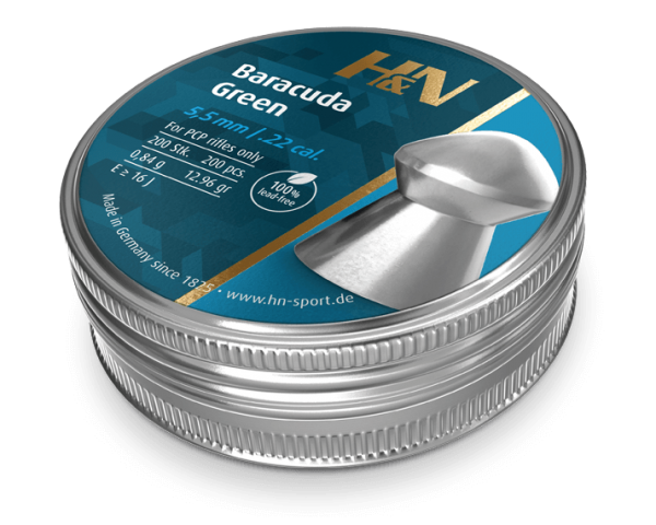 H&N BARACUDA GREEN .22 PELLETS 12.35GR (PER 200)