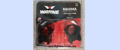 Warne Maxima 1" blued steel high height USA made mounts. Suits picatinny rail bases. Part #502M. Phone 0429849007. If reply by email please forward return phone