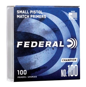 FEDERAL
F100
SMALL PISTOL PRIMERS

SPECIAL 
$199 /PER 1000
$990 /PER 5000