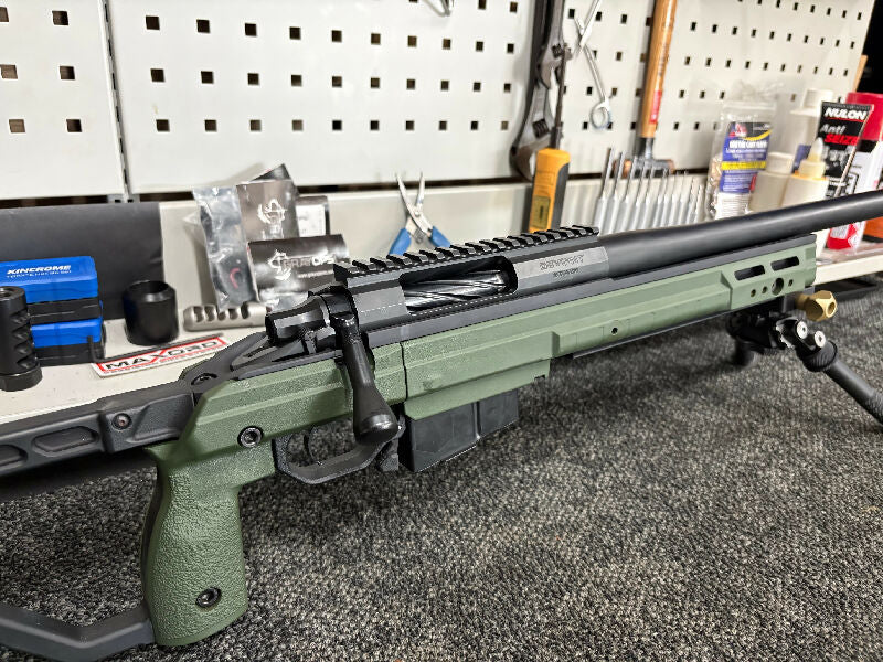 Defiance Deviant Elite, fully nitrided action, fluted bolt, faceted bolt shroud, Defiance tuned fire control system, control round feed with sliding plate extra