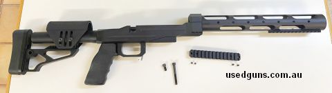 Action screws, scope rail and hardware included. Forend rail also included. Few paint scratches and cheek piece is peeling rubber.