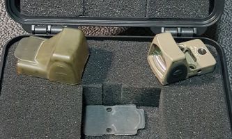 Trijicon RMR in FDE works perfect in great condition. Comes with all hardware, screws etc. Has cover and hardcase with manuals. The dot size it the 3.25 MOA.