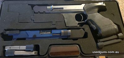 Selling as no longer needed, H‚àö¬ßmmerli 22LR with 32 S&W Long conversion, comes with 4 mags (2 for each calibre) spare grip, trigger and firing pins, plus man