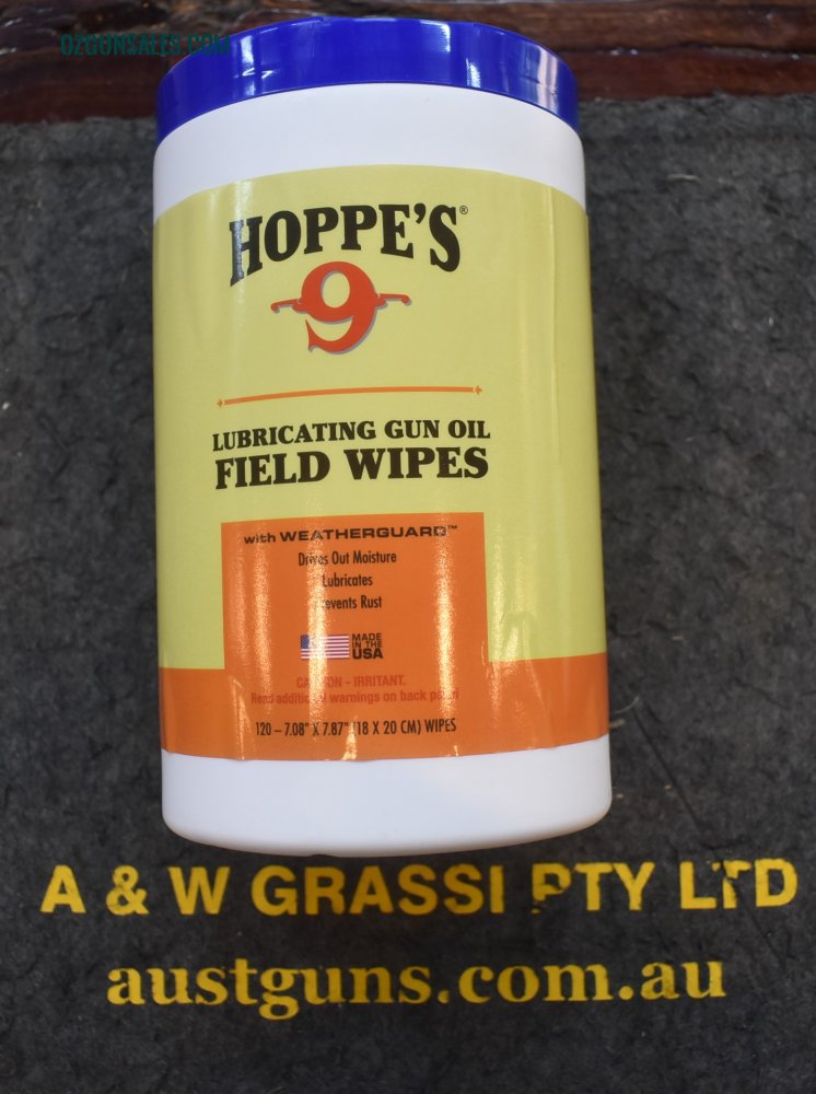 HOPPE'S NO9 LUBRICATING FIELD WIPES LARGE 120 SIZE