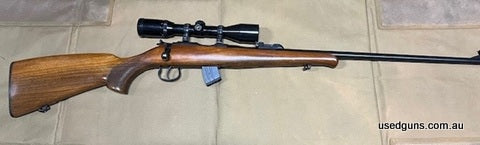 Brno Model 2E in very good condition, stock refurbished by previous owner and has a couple of vanish runs but nothing major. has an older Zeiss Diavari-C 3-9X36