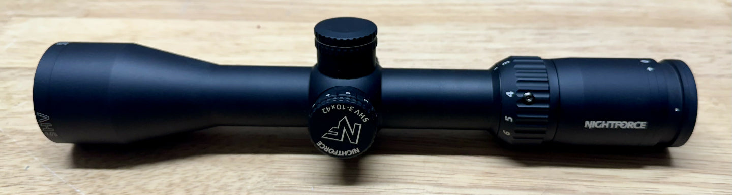 Nightforce SHV 3-10x42 SFP scope with illuminated A4 reticle. 30mm tube, Japanese glass, unmarked lenses and tube. No covers or box included but postage include