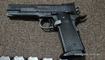 Selling my STI Trojan in 45 ACP. Serial number is NC2818. Selling because I don't have time to shoot 2 classes so I'm downsizing to 9mm only. Comes with widened