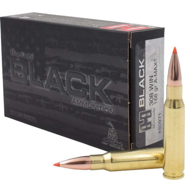 Hornady Ammo 308 Win 168gr A-Max Black
