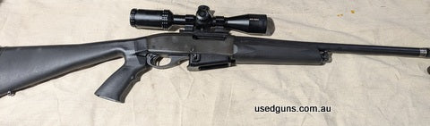 Rem 7615 in 300 Blackout. Lumley arms conversion. 16.5 inch barrel finished with a Grizzly muzzle brake. Choate pistol grip stock, 2 x 10 round P-Mags. Calls an