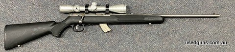 Good condition Savage Mk II FSS in 22LR. Has a Silver 3-9x40 scope with a 10 round magazine. $65 freight to your dealer Australia Wide. 2 Month lay-by available
