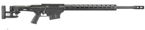 This rifle features a 26" heavy-contour barrel (0.875" at the muzzle) and a Ruger Precision Rifle Magnum Muzzle Brake with tunable compensator to effectively re
