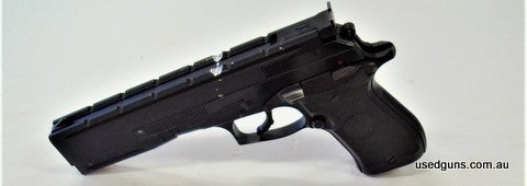 Beretta 87 Target semi-auto pistol, has marks to top of receiver, otherwise presents as in good condition.