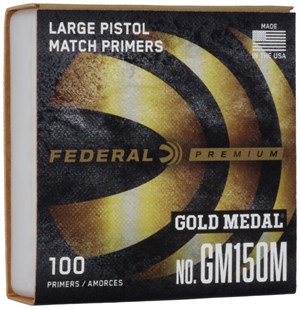 FEDERAL
FGM150M
GOLD MEDAL
LARGE PISTOL MATCH
PRIMERS

SPECIAL
$229 /PER 1000
$1145 /PER 5000