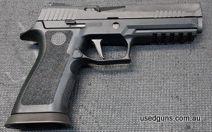 Sig Sauer X-Five, Polymer frame cased with 2 mags total. 10 round magazine. Great for competition shooting. Optics ready, flared magwell. Fibre optic front sigh