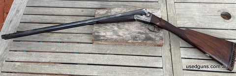 Webley & Scott 12G SxS English shotgun, Nitro proofed. Nice tight gun, bluing is fading, otherwise good condition. This gun has been well maintained. $825 inclu