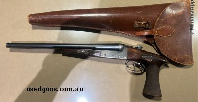 A unique item for the collector. Midland Gun Company 20Gauge sxs horse pistol. Great condition comes with leather case. Neg