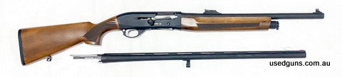 This gun appears unfired (It has fired a couple) and comes as a two-barrel kit in its hard case with choke kit. The 20 inch barrel has rifle-type adjustable sig