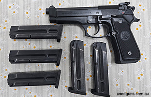 Few marks on the pistol but overall alright condition - shoots fine. Sale includes: 6 Magazines, Beretta adjustable rear sight, Wilson Combat single-sided safet
