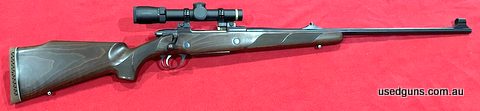 Rifle in excellent condition. Stock unmarked, blue 95%. Pachmayr Decelerator recoil pad fitted. Only a few shots fired since new scope was fitted. Very accurate