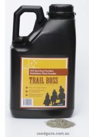 Hard to get Trail Boss powder, less than 1/2 cup used, including container weigh 1.740kg Great powder for Subsonic rifle loads or high density Pistol loads.