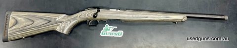 Ruger American Target Chambered in 22 WMR. Features a heavy match grade cold hammer forged barrel, adjustable trigger, rotary 9 shot magazine, factory picatinny