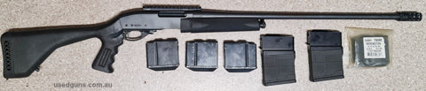 Unused 308 7600 pump. Low use and smooth action. Muzzle brake and MDT pic rail. Comes with 2 Lucky 13 mags plus 4 more 10 rd mags. Choate pistol grip stock. Als