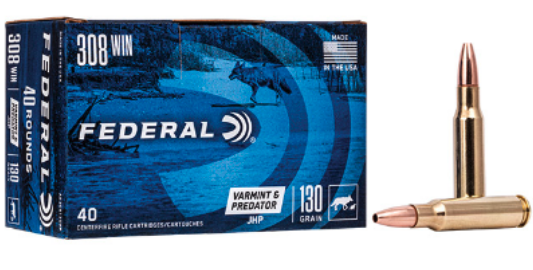 FEDERAL 308 WIN 130GR HP AE VARMINT 40 PK