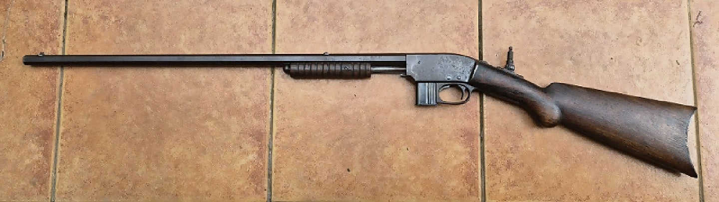 Very rare Savage 1903 .22 short rifle. This unique gun -- now more than 100 years old -- is a take down pump action .22. What is highly unusual is that it uses 