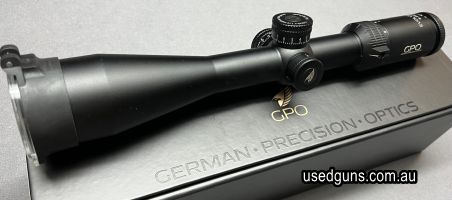 Massively reduced from $1595 to clear. Brand new in the box GPO (German Precision Optics) Evolve 4x 6-24x50 scope with R460 MOA Hash reticle. 30mm Tube and fron