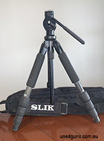 Outdoorsman Pan Head Tripod head with 2 adapter plates on SLIK PRO 624 CF compact carbon fibre tripod.