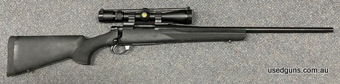 Very good condition Howa 1500 in 243W. Sports a 22 inch barrel with a Nikon Prostaff 3-9x40. Excellent barrel, Hogue stock, clear scope. $65 freight to your dea