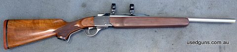 Ruger No 3 in 223 which has been upgraded with a No 1 buttstock, wide flat forend for shooting off a rest. 22 inch Tobler barrel with a 1:14 twist. Has a Kepple