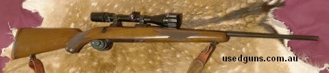 Ruger M77 tang safety model in 22-250. Rifle comes with rifle sling and a period correct scope with Japanese glass that is nice and clear with plex reticle. A u
