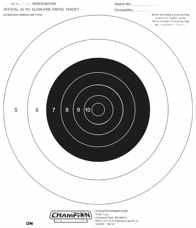 Champion NRA 25Yd Pistol Slow Fire Target