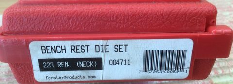 Benchrest die set consisting of neck die and seating die in genuine Forster case. This set is no longer available and has very little use, rifle is sold so no f