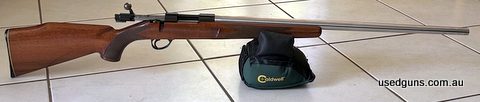 Sako L461 204 Ruger. Has aftermarket very heavy stainless barrel. Currently has a single shot follower in magazine. Very good condition.