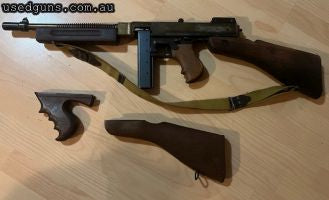 Gorgeous old Japanese MGC replica of the 1928 Thompson SMG. This one has been fully upgraded. What has been done Original WWII Thompson fore grip. Surplus stock