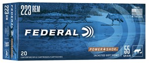 FEDERAL
F223A
POWER-SHOK
223REM 55GR SP
AMMUNITION

SPECIAL 
$23.95 /PER 20
$119.75 /PER 100
$239.50 /PER 200