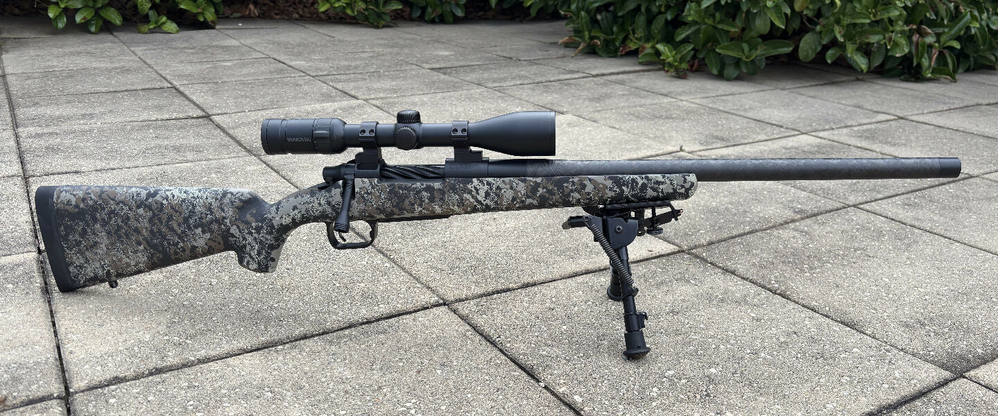 Defiance Machine Classic short action. Proof Sendero Lite 20 inch 1:8 twist barrel. Cerakoted black. AG Composite Privateer carbon fibre stock with AG M5 bottom