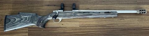 Howa 1500 223 stainless varmint heavy 18inch threaded barrel 5/8x24. Action is in a Boyd's hardwood laminated super varmint stock with a nice flat fore end. Has