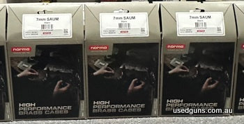 In stock for immediate delivery in limited numbers. Norma 7mm SAUM unprimed brass 50 pack. $15 post Australia wide for any quantity. Be quick, will sell out and