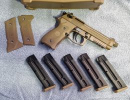BERETTA M9A3 IN LIKE NEW CONDITION. CASED WITH 5 MAGAZINES. DESERT TAN COLOUR