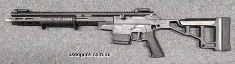 A Taipan X 223 in Black Cerakote in excellent condition. Only fired twenty rounds. It combines a spring assisted pump action with a straight pull bolt all in on