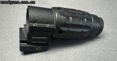 Aimpoint 3x Magnifier with factory QD swing mount in good condition. Lenses excellent, a few small marks on the body and mount. $15 post Australia Wide.