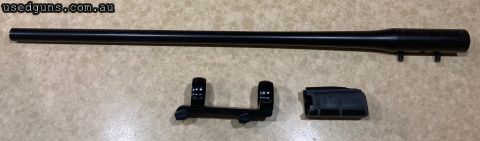 Blaser R8 standard profile barrel in 9.3X62. Included is a Blaser R8 saddle mount with 30mm rings, and 9.3x62 magazine insert. Fired approx. 60 rounds. It would